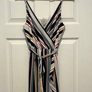 LOFT Outlet Striped Wrap-Style Midi Dress, Size SP